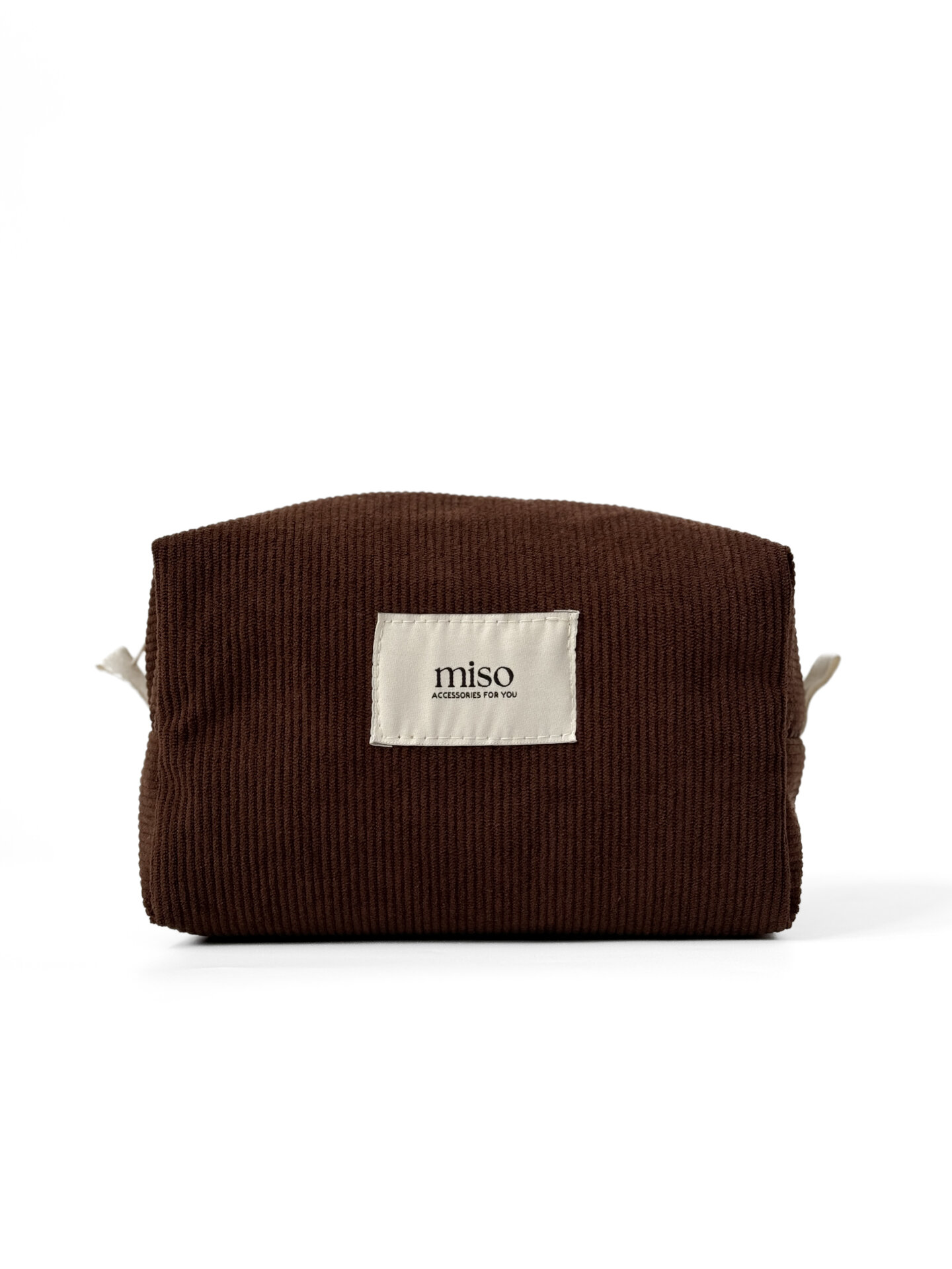 Косметичка середня квадрат вельвет темно коричневий