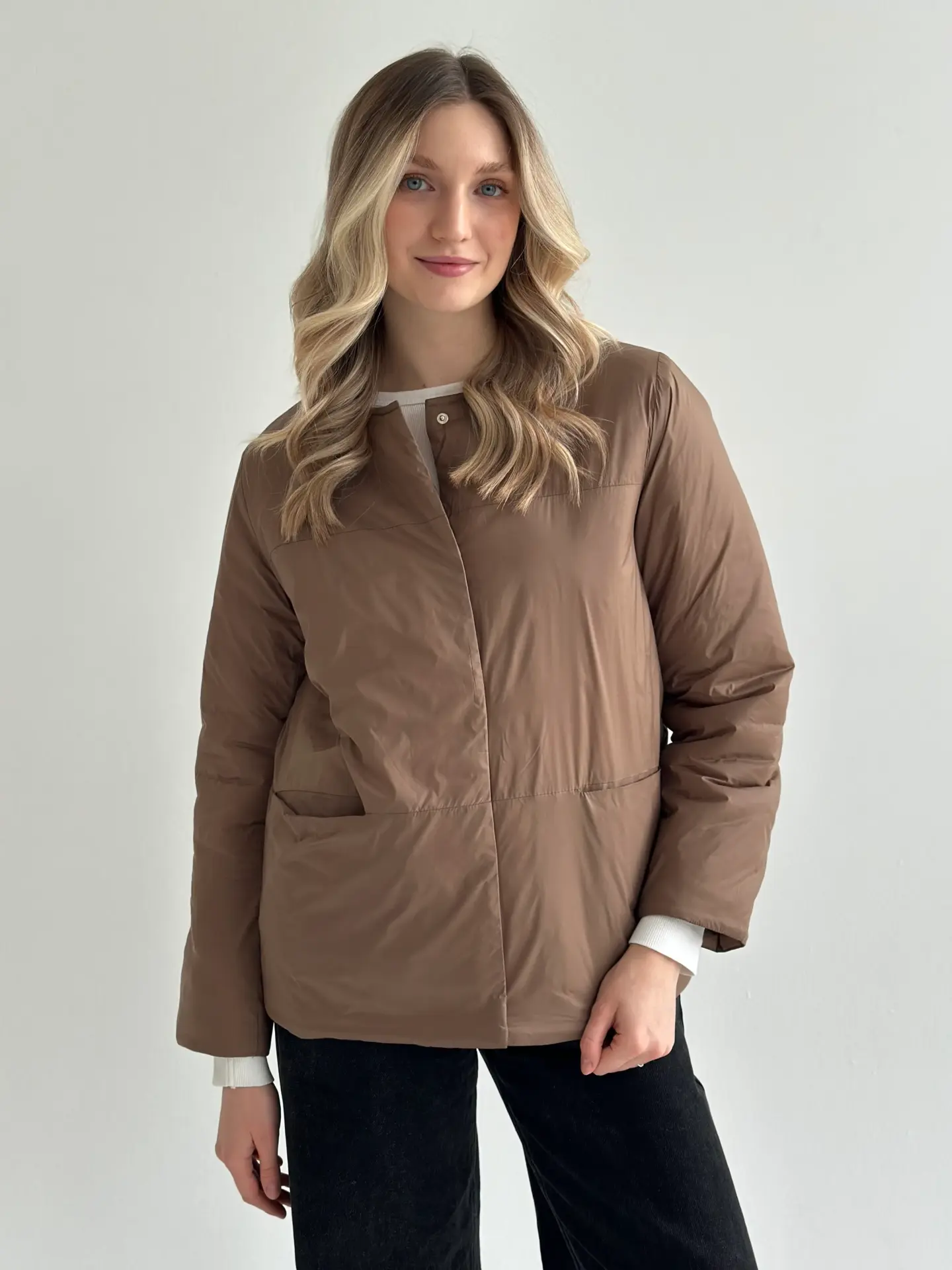 Куртка демісезонна на кнопках коричнева “onesize”