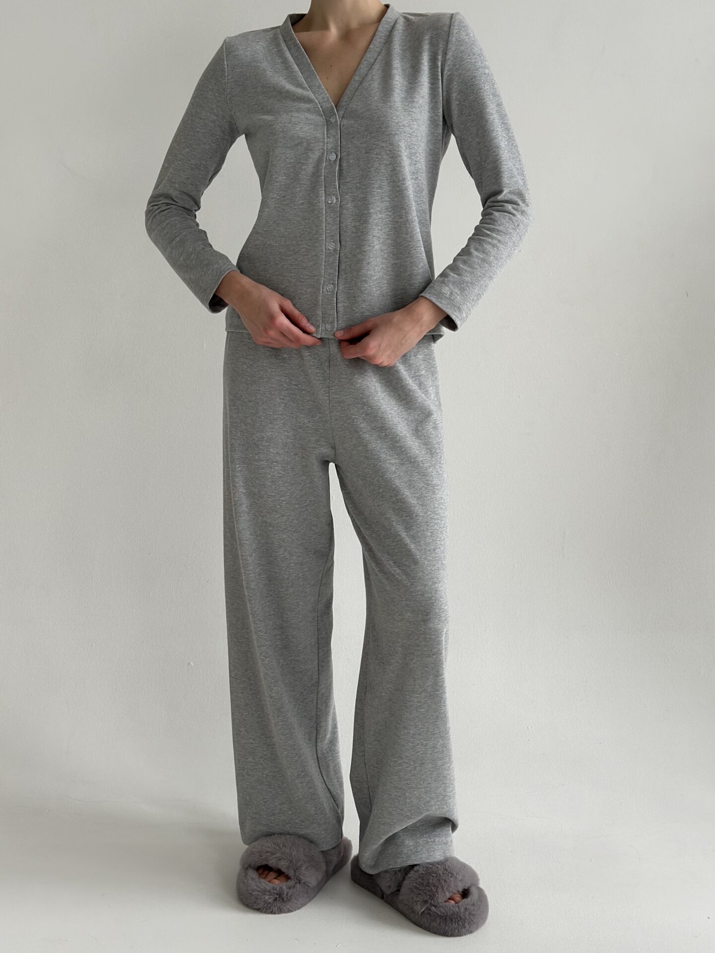 Трикотаж “Ніжність” Штани широкі сірі