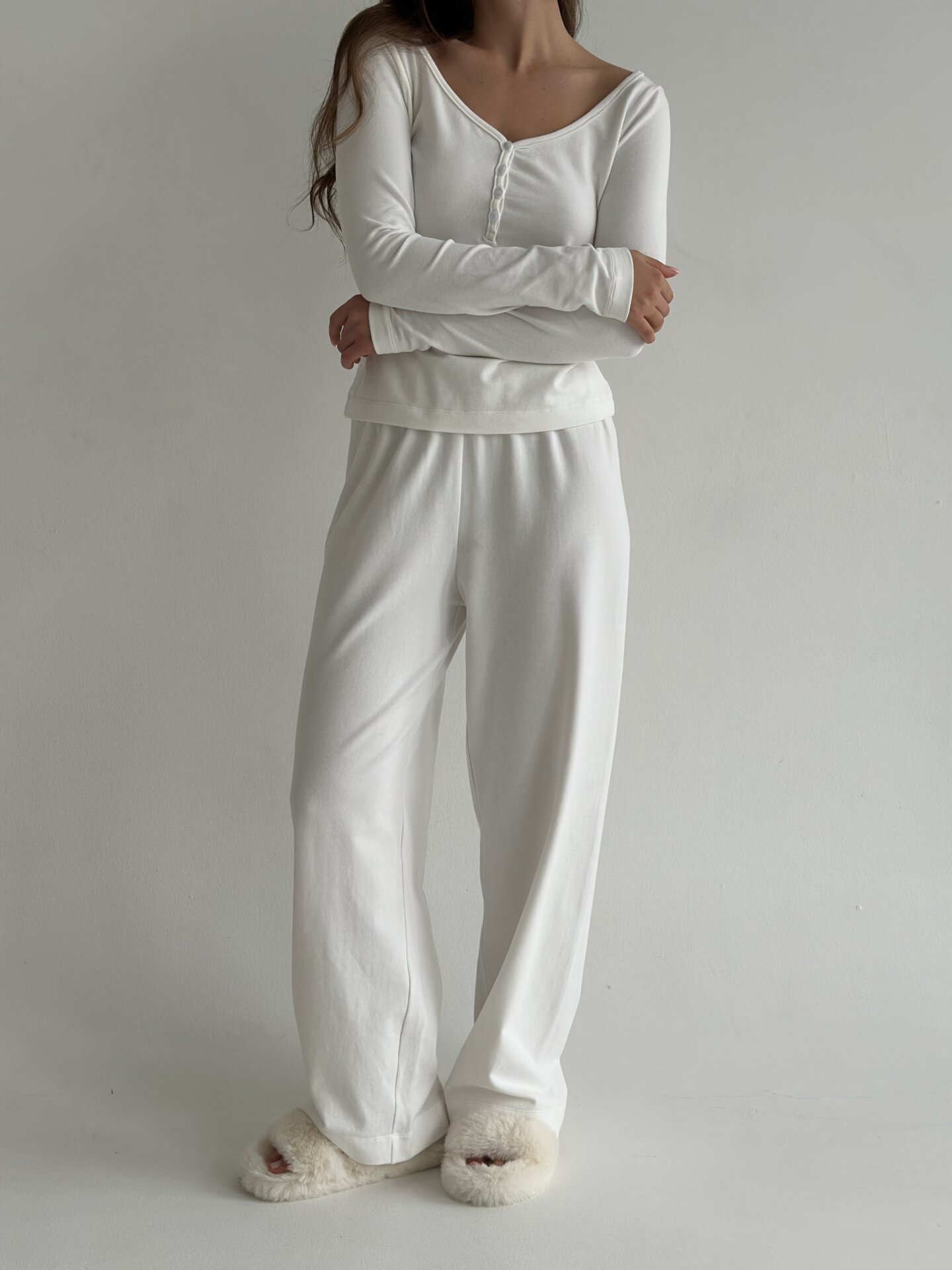 Трикотаж “Ніжність” Штани широкі білі