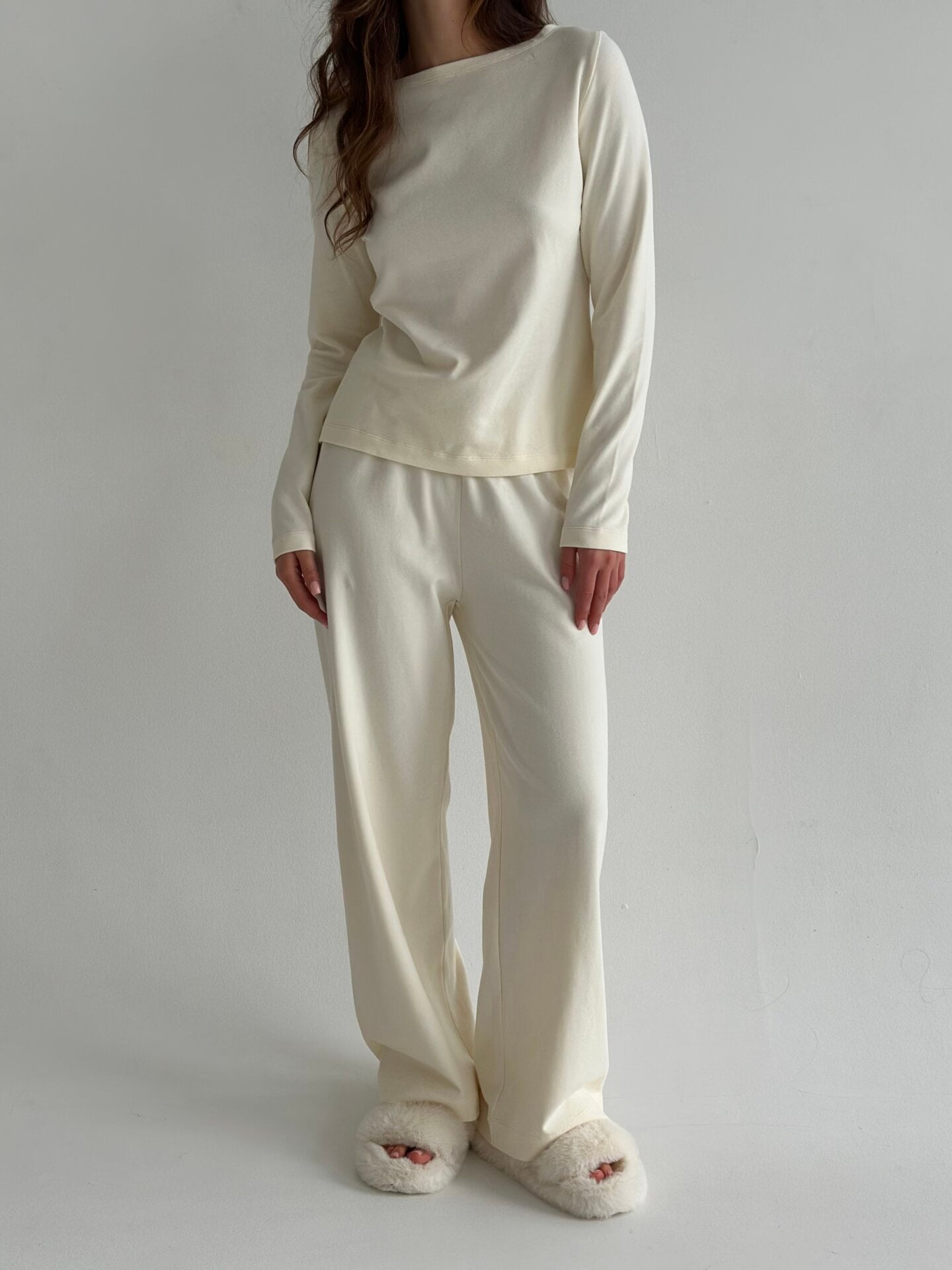 Трикотаж “Ніжність” Штани широкі молочні