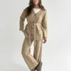 Комплект в'язаний кардиган з поясом та штани бежевий, onesize