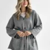 Комплект в'язаний кардиган з поясом та штани сірий, onesize