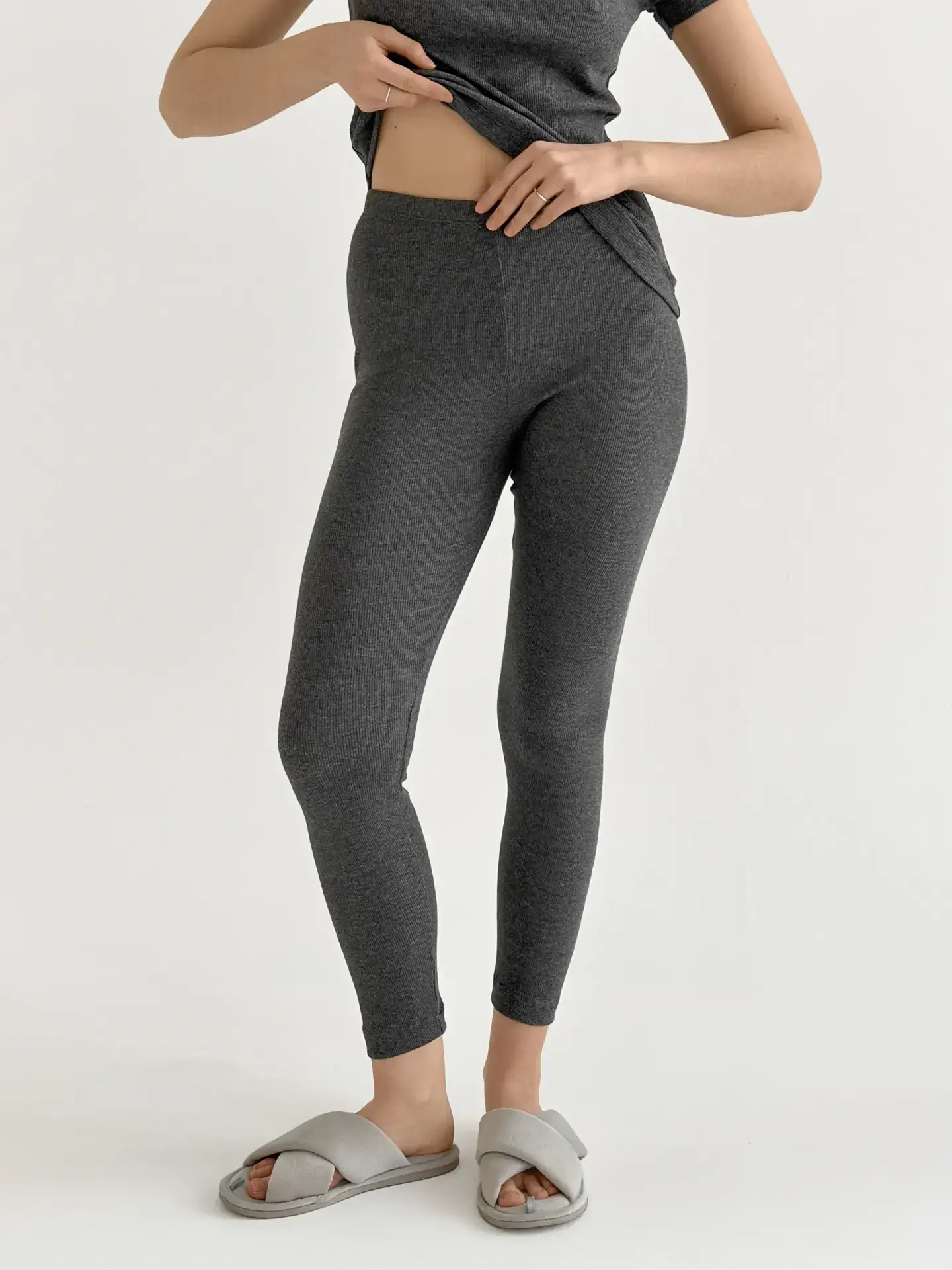 Трикотаж рубчик Лосини антрацит