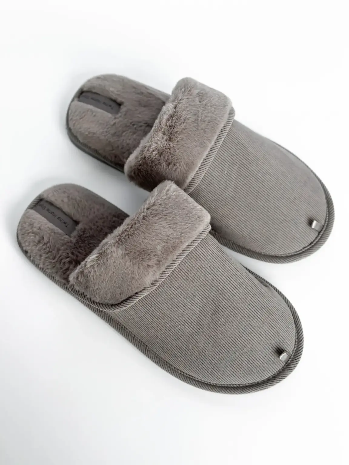 Капці домашні чоловічі HS-OZ VELVET з виворотом хутро сірі