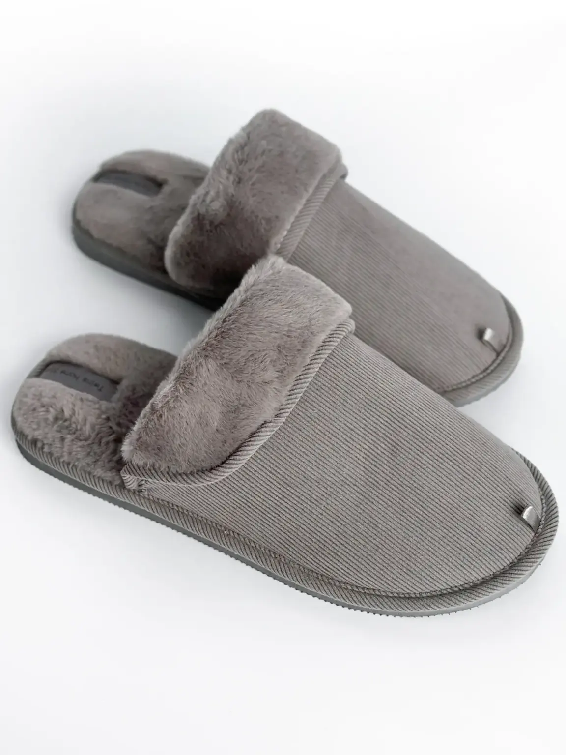 Капці домашні чоловічі HS-OZ VELVET з виворотом хутро сірі