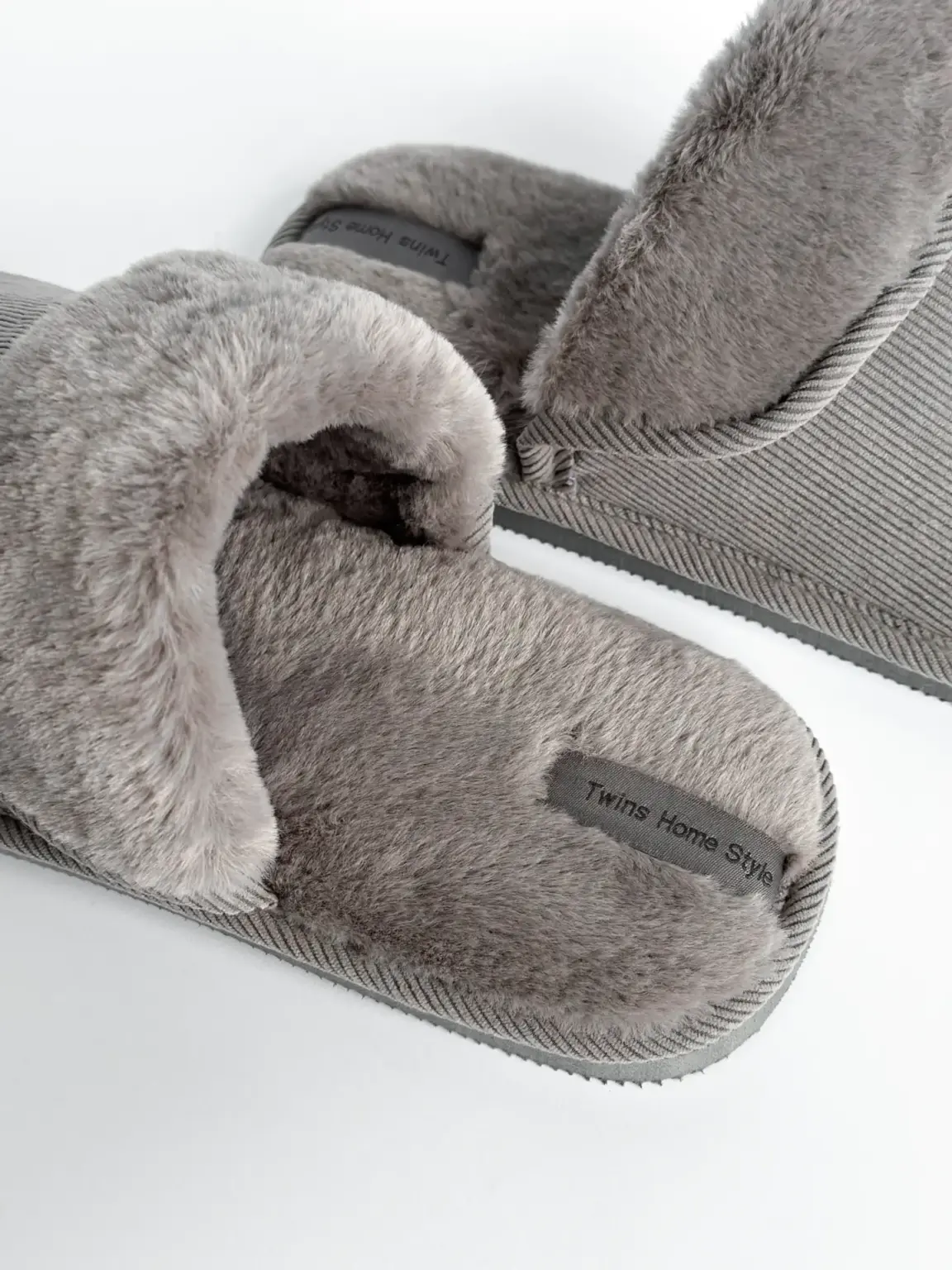 Капці домашні чоловічі HS-OZ VELVET з виворотом хутро сірі
