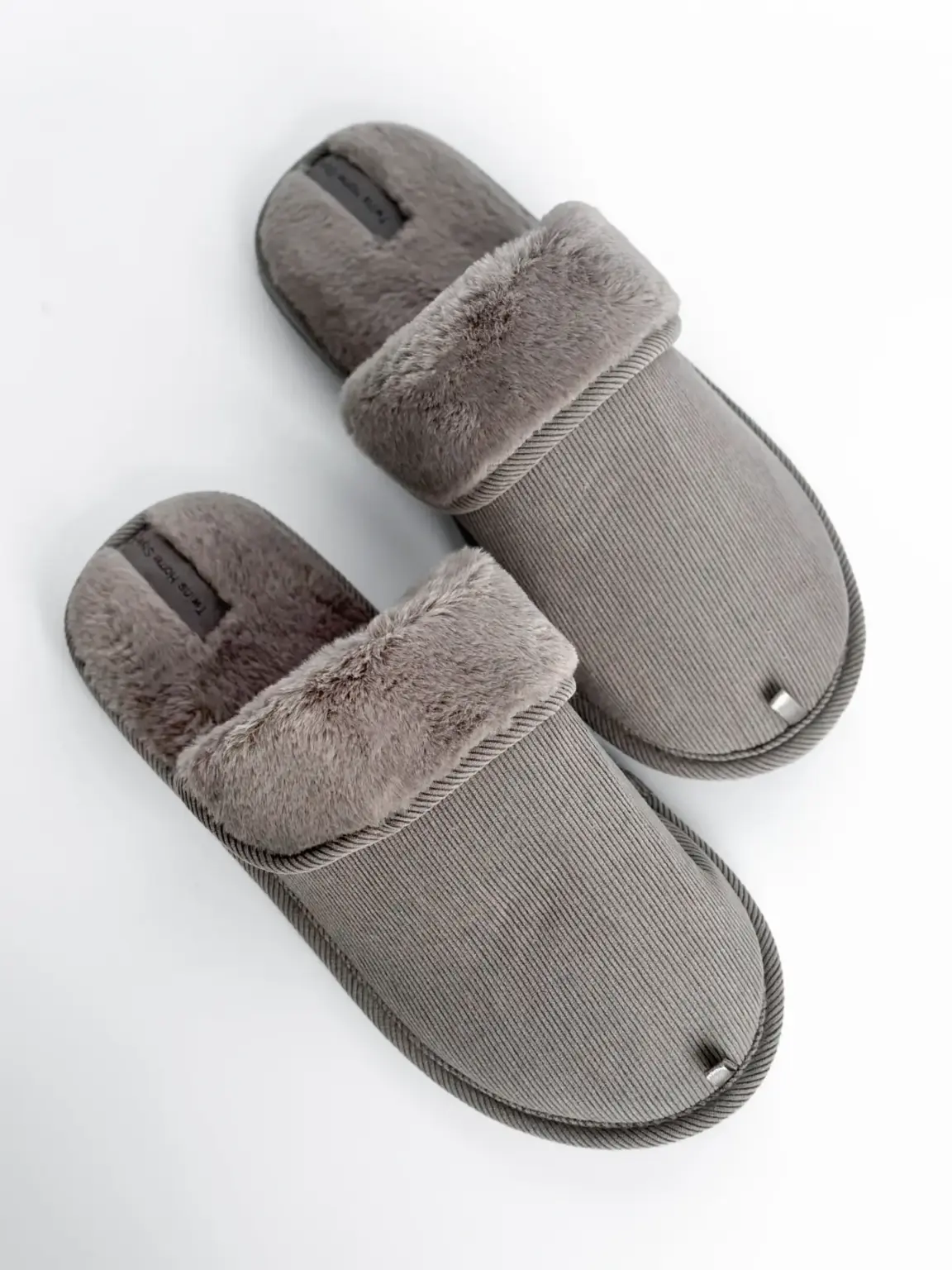 Капці домашні чоловічі HS-OZ VELVET з виворотом хутро сірі