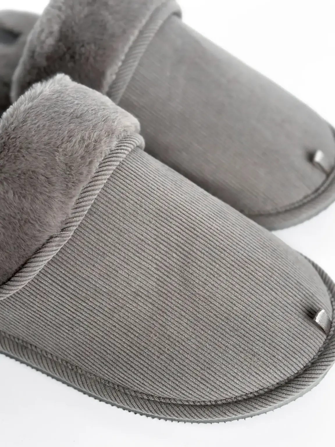 Капці домашні чоловічі HS-OZ VELVET з виворотом хутро сірі