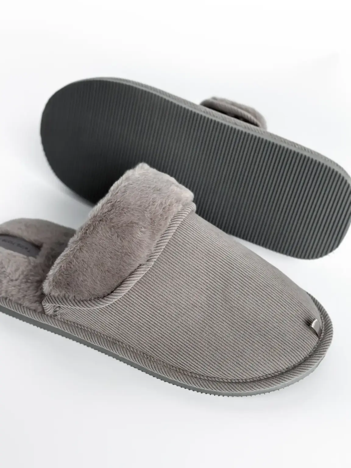 Капці домашні чоловічі HS-OZ VELVET з виворотом хутро сірі