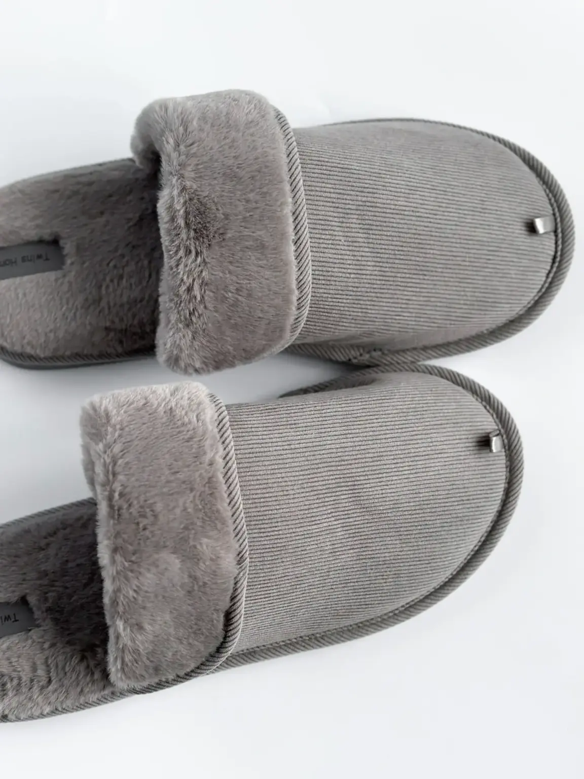 Капці домашні чоловічі HS-OZ VELVET з виворотом хутро сірі
