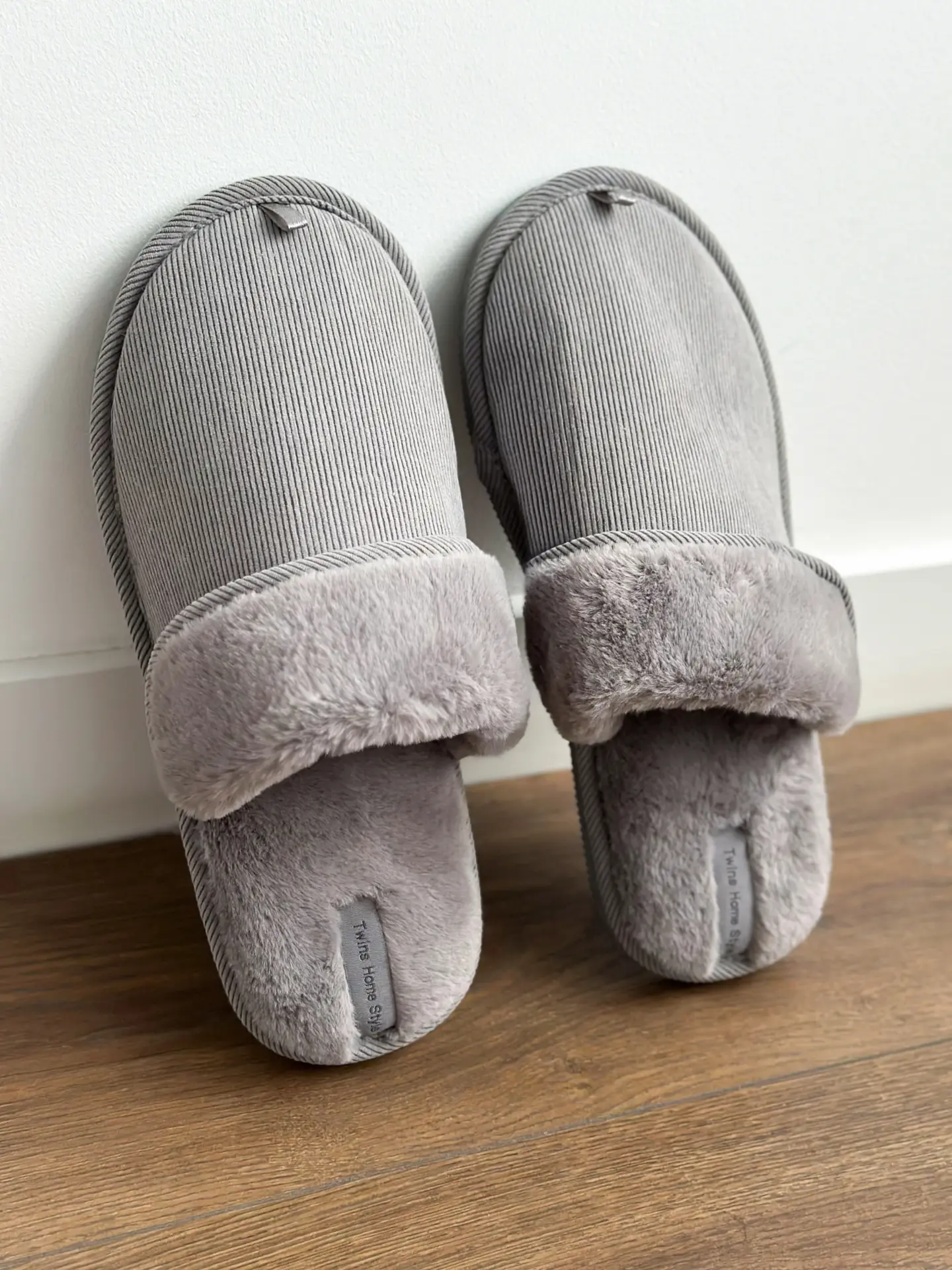 Капці домашні чоловічі HS-OZ VELVET з виворотом хутро сірі