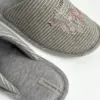 Капці домашні жіночі HS-VL закриті смужка сіра з наліпкою PVC