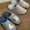 Капці домашні жіночі HS-VL закриті смужка сіра з наліпкою PVC