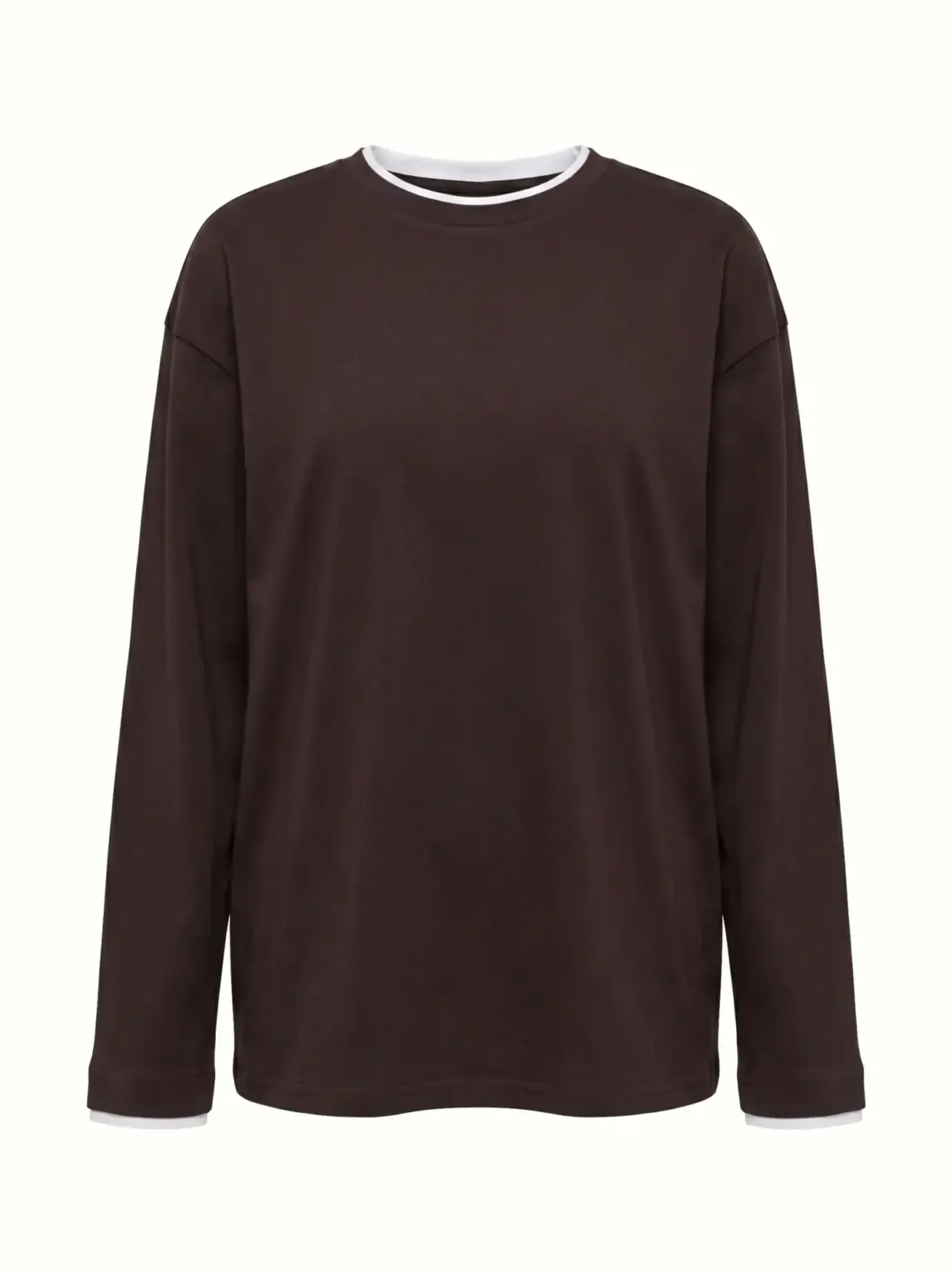 Лонгслів з білим кантом коричневий, onesize