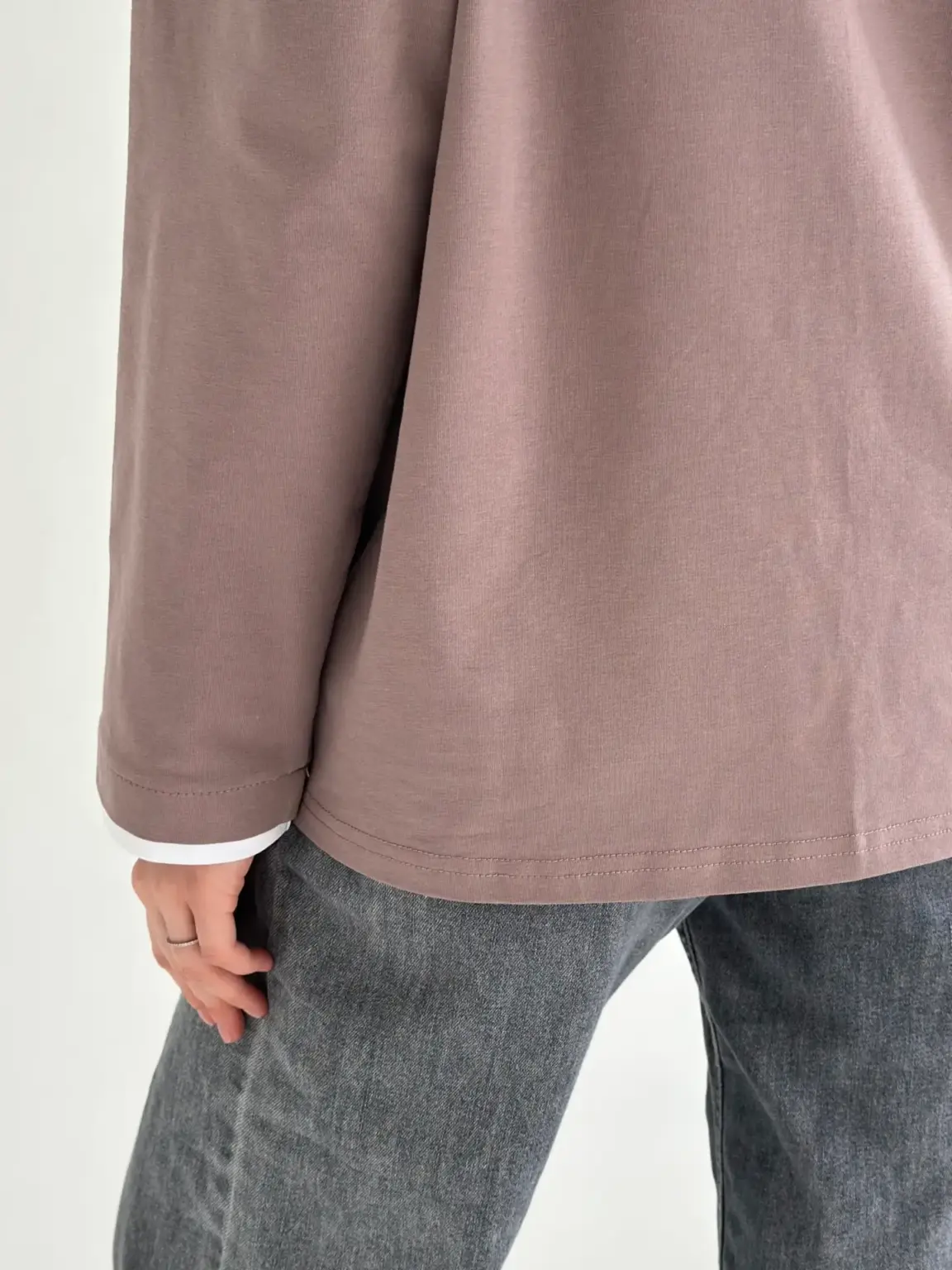 Лонгслів з білим кантом капучино, onesize