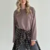 Лонгслів з білим кантом капучино, onesize
