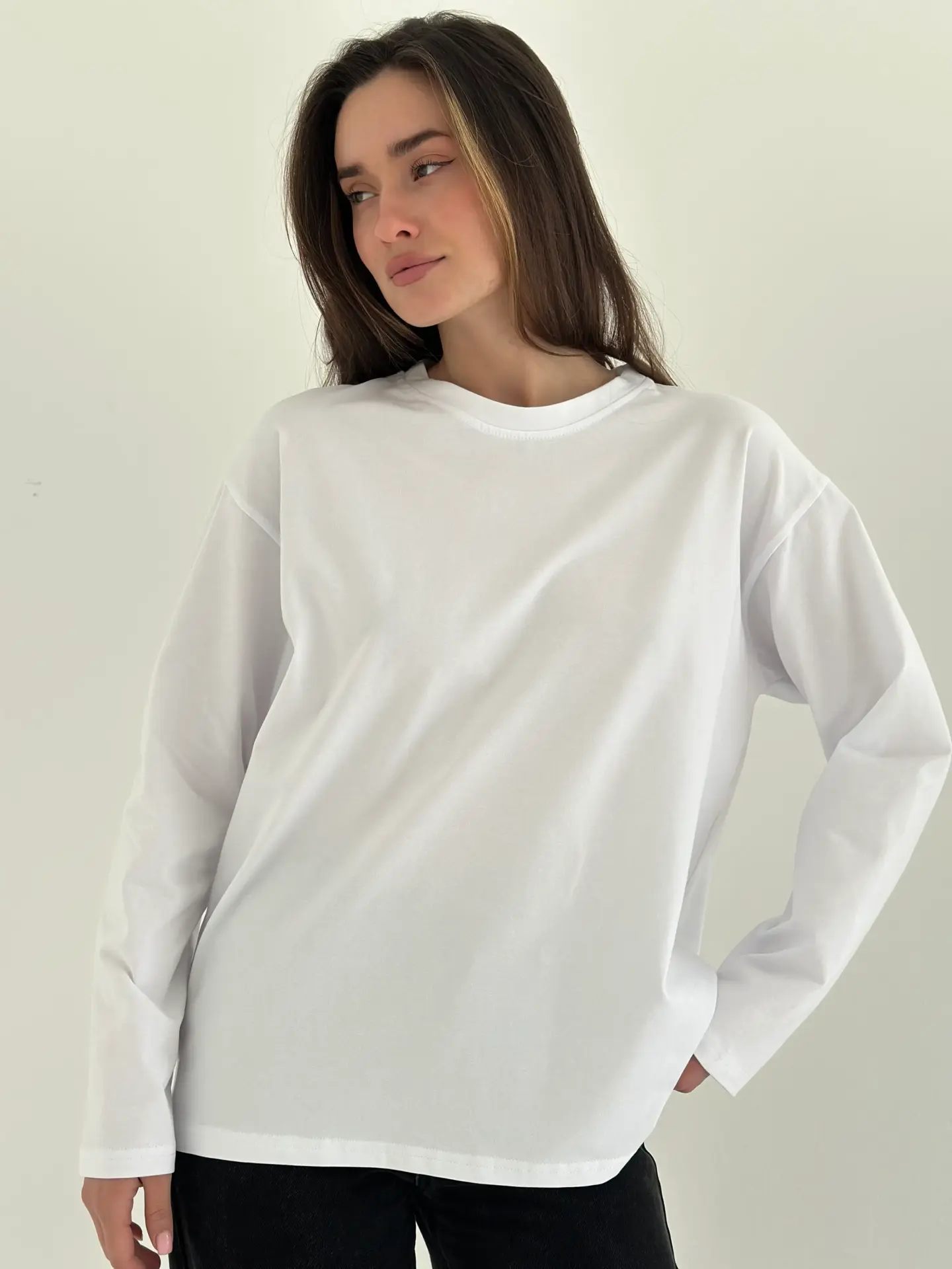 Лонгслів з білим кантом білий, onesize