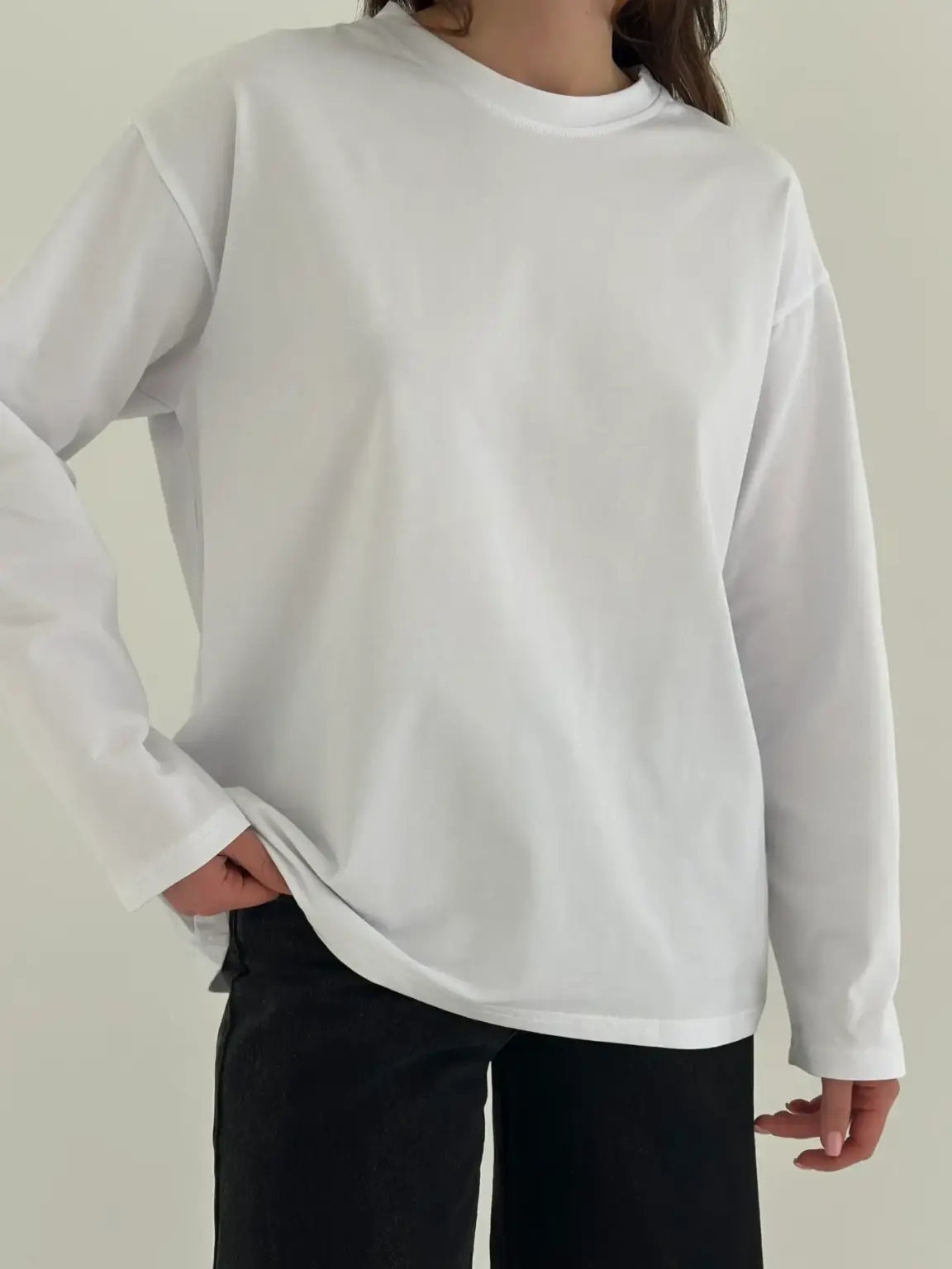 Лонгслів з білим кантом білий, onesize