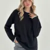 Лонгслів з білим кантом чорний, onesize