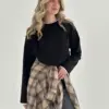 Лонгслів з білим кантом чорний, onesize