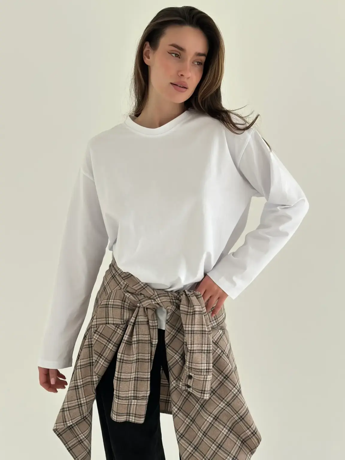 Лонгслів з білим кантом білий, onesize