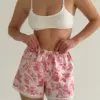 Шорти моно сатин троянди чайні на рожевому