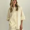 Костюм сорочка та шорти котон "жовта смужка на молочному"
