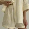 Костюм сорочка та шорти котон "жовта смужка на молочному"