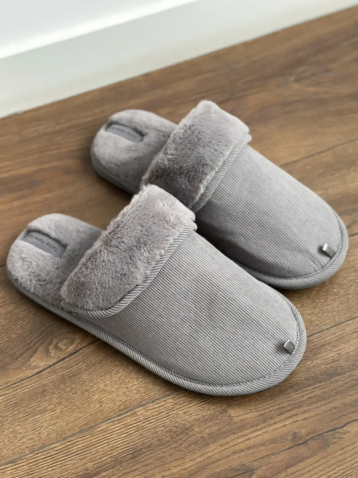 Капці домашні чоловічі HS-OZ VELVET з виворотом хутро сірі