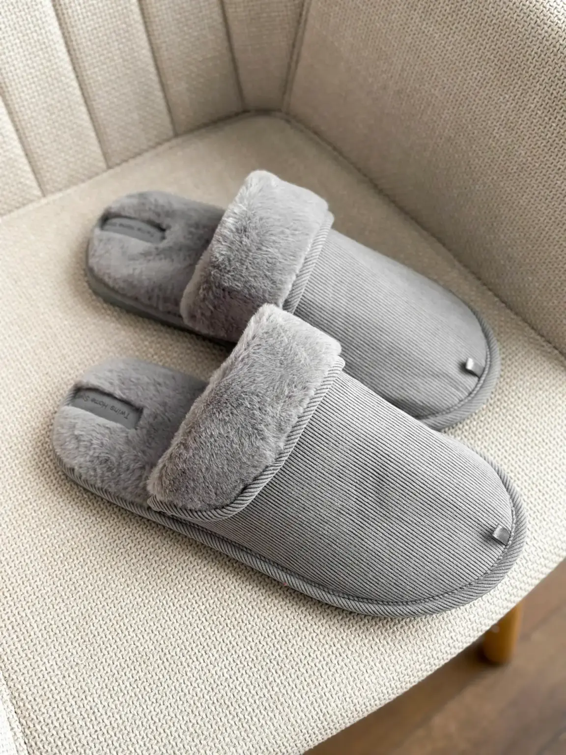 Капці домашні чоловічі HS-OZ VELVET з виворотом хутро сірі