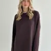 Лонгслів з білим кантом коричневий, onesize