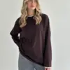 Лонгслів з білим кантом коричневий, onesize