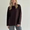 Лонгслів з білим кантом коричневий, onesize