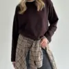 Лонгслів з білим кантом коричневий, onesize