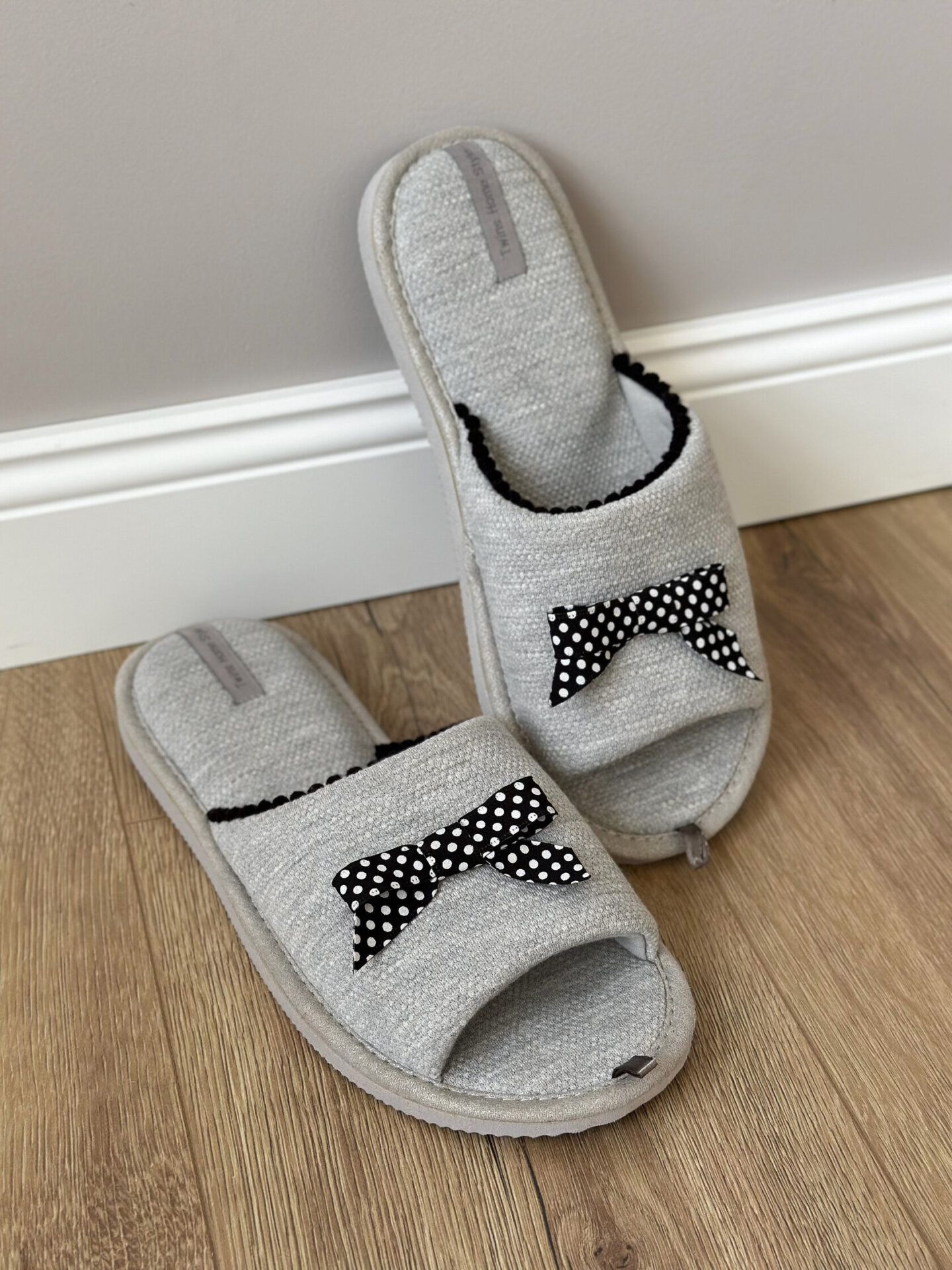 Капці домашні жіночі HS-VL сірий бант горох