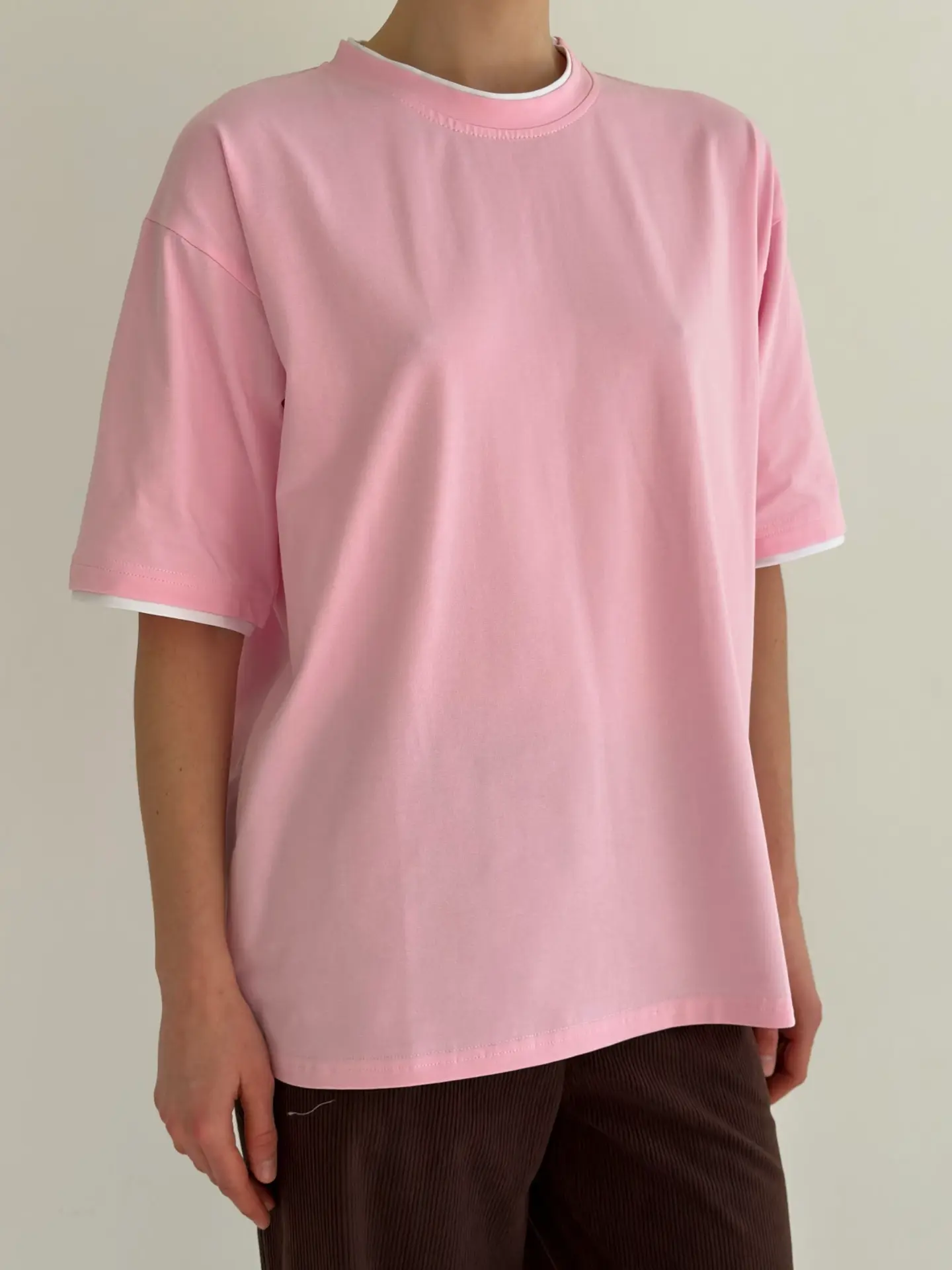 Футболка з білим кантом світло-рожева, onesize