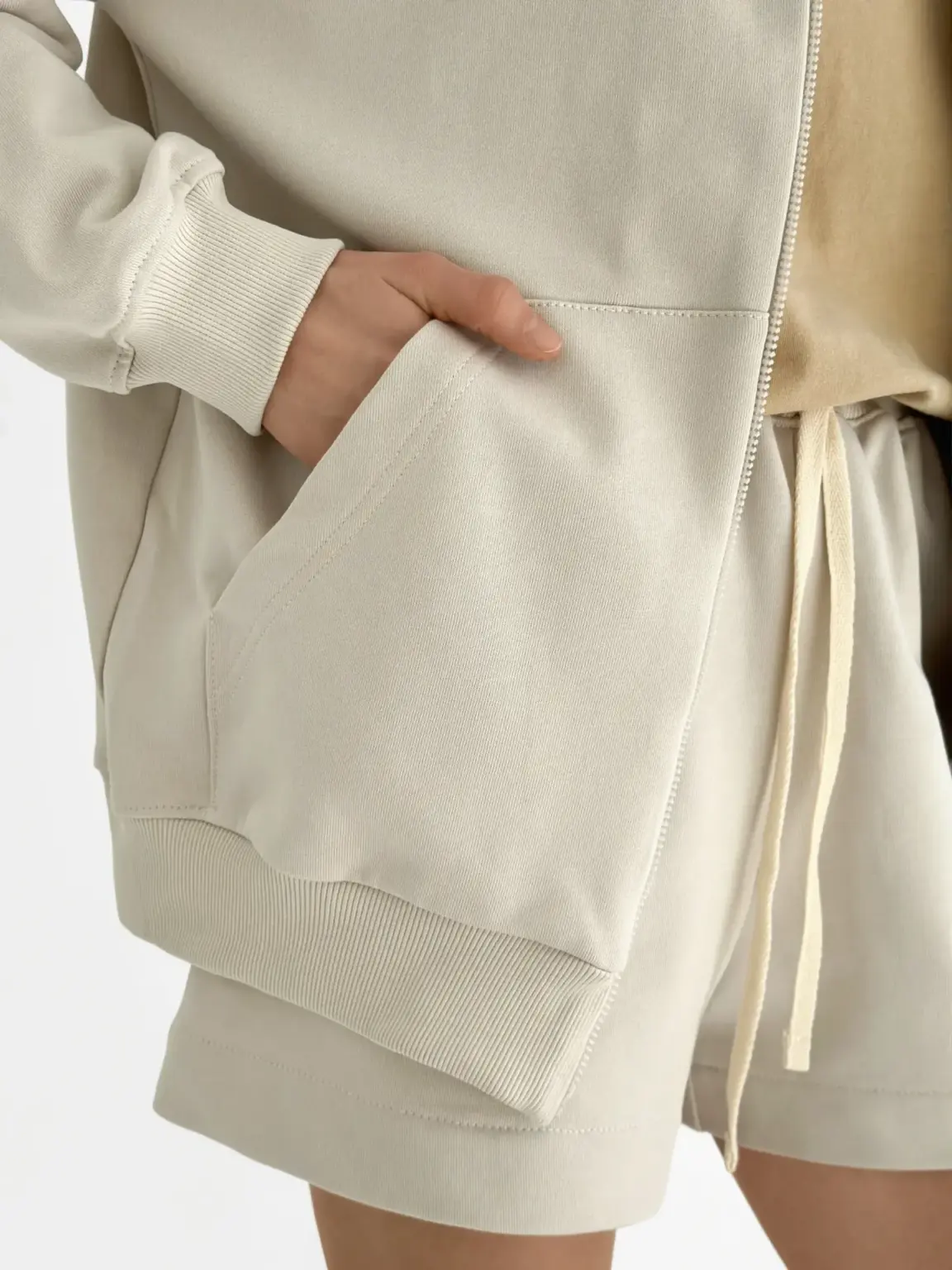 Бавовна Кофта з капюшоном на блискавці трикотаж 3-х. нитка бежева