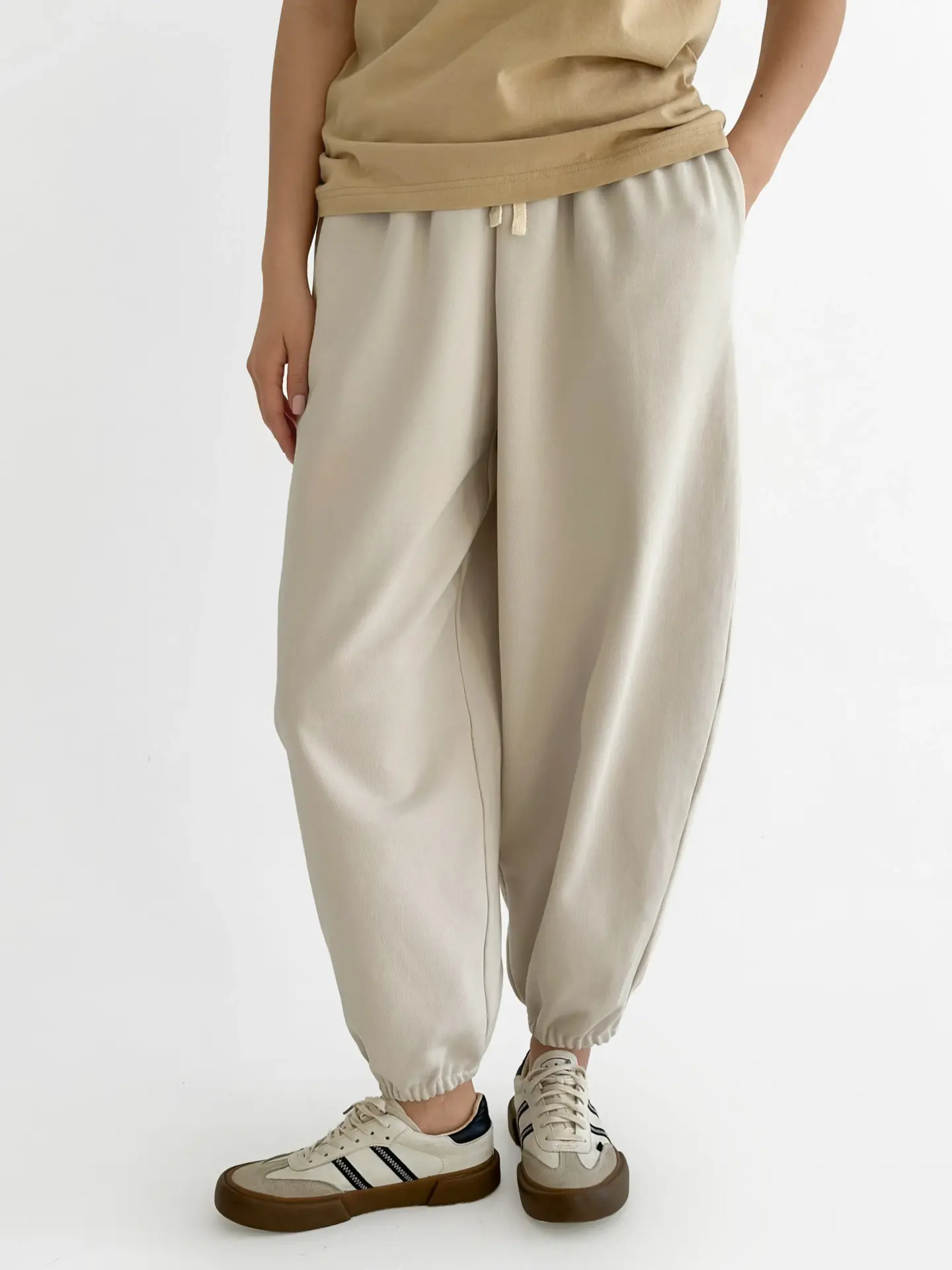 Бавовна Штани трикотаж 3-х.нитка бежеві