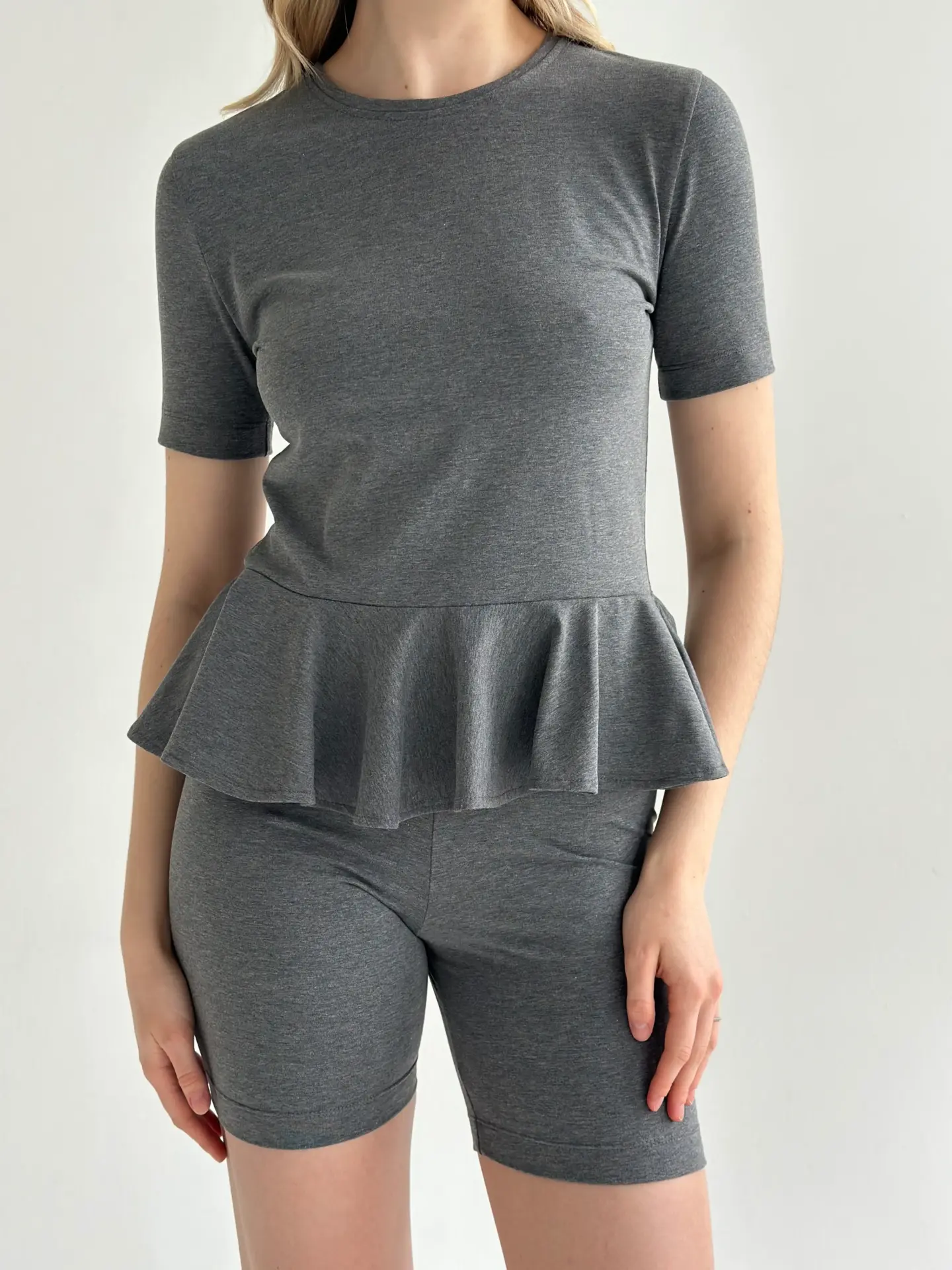 Трикотаж Кулір футболка з баскою антрацит