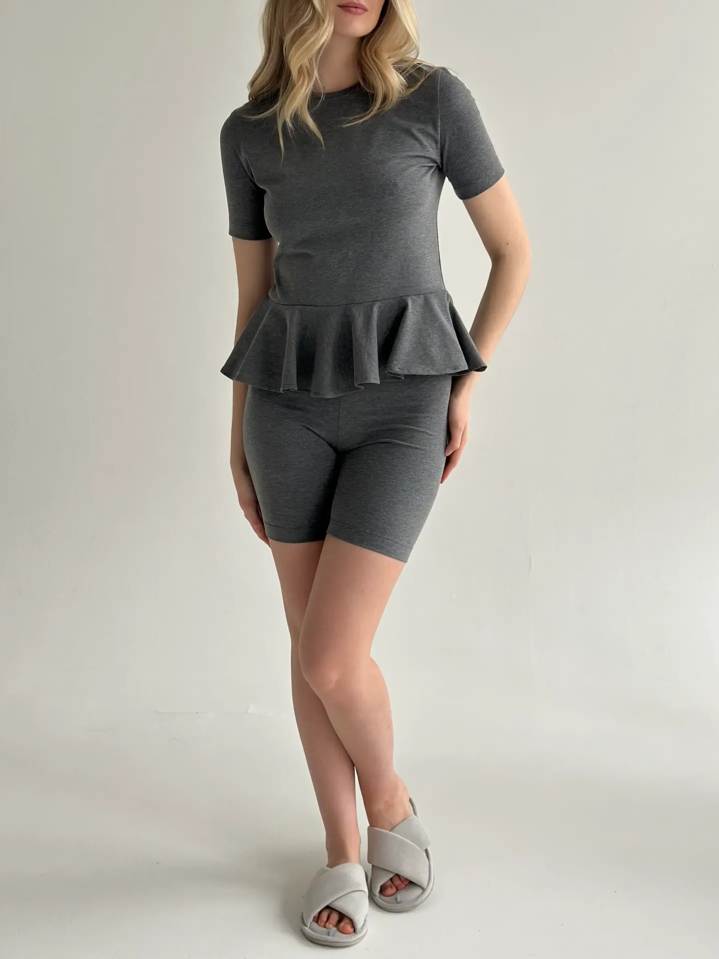 Трикотаж Кулір шорти антрацит