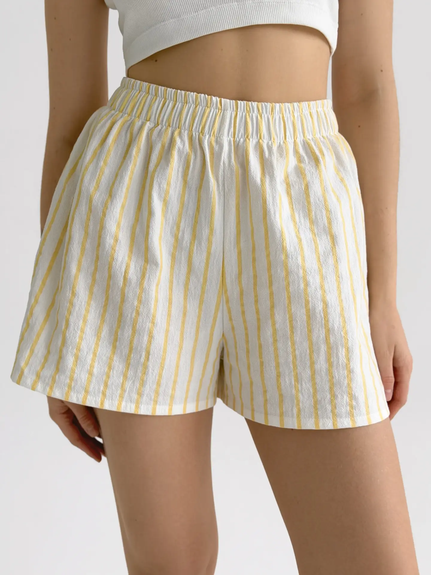 Шорти Моно котон “жовта смужка на молочному”