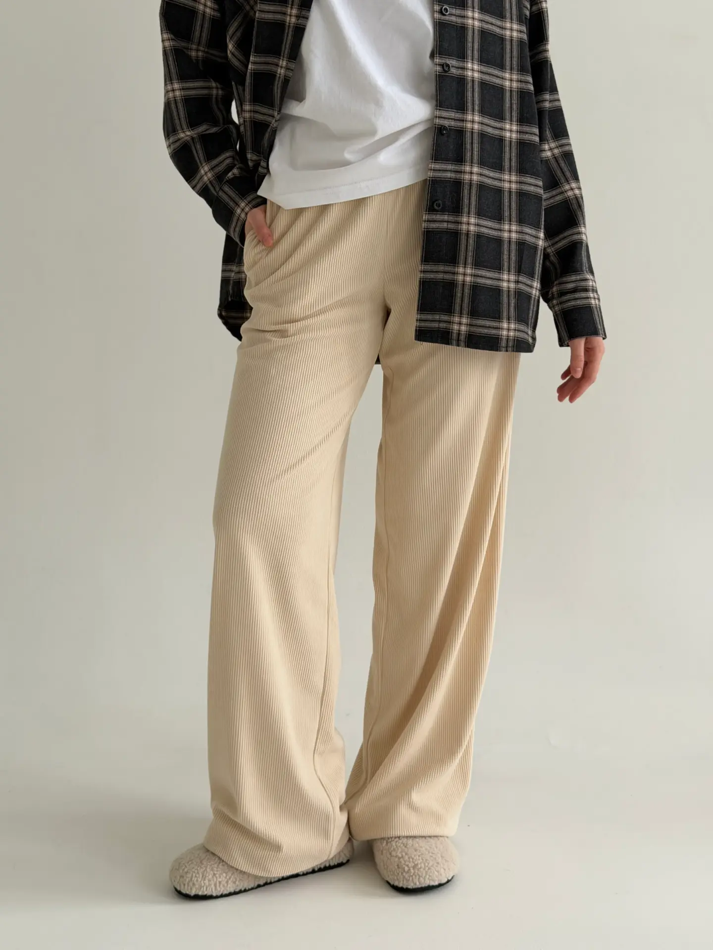 Вельвет штани прямі молочні