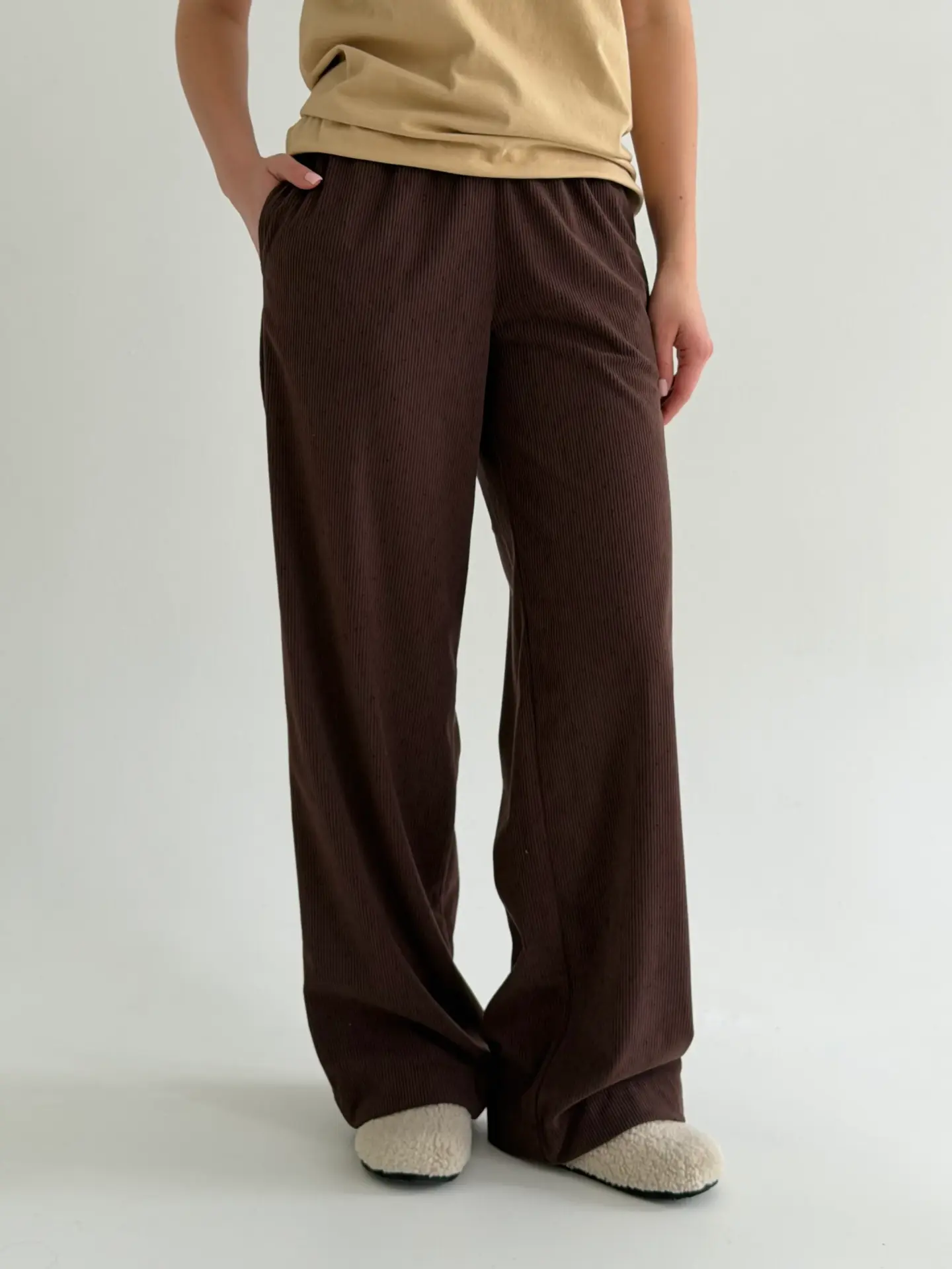 Вельвет штани прямі “бутон на коричневому”