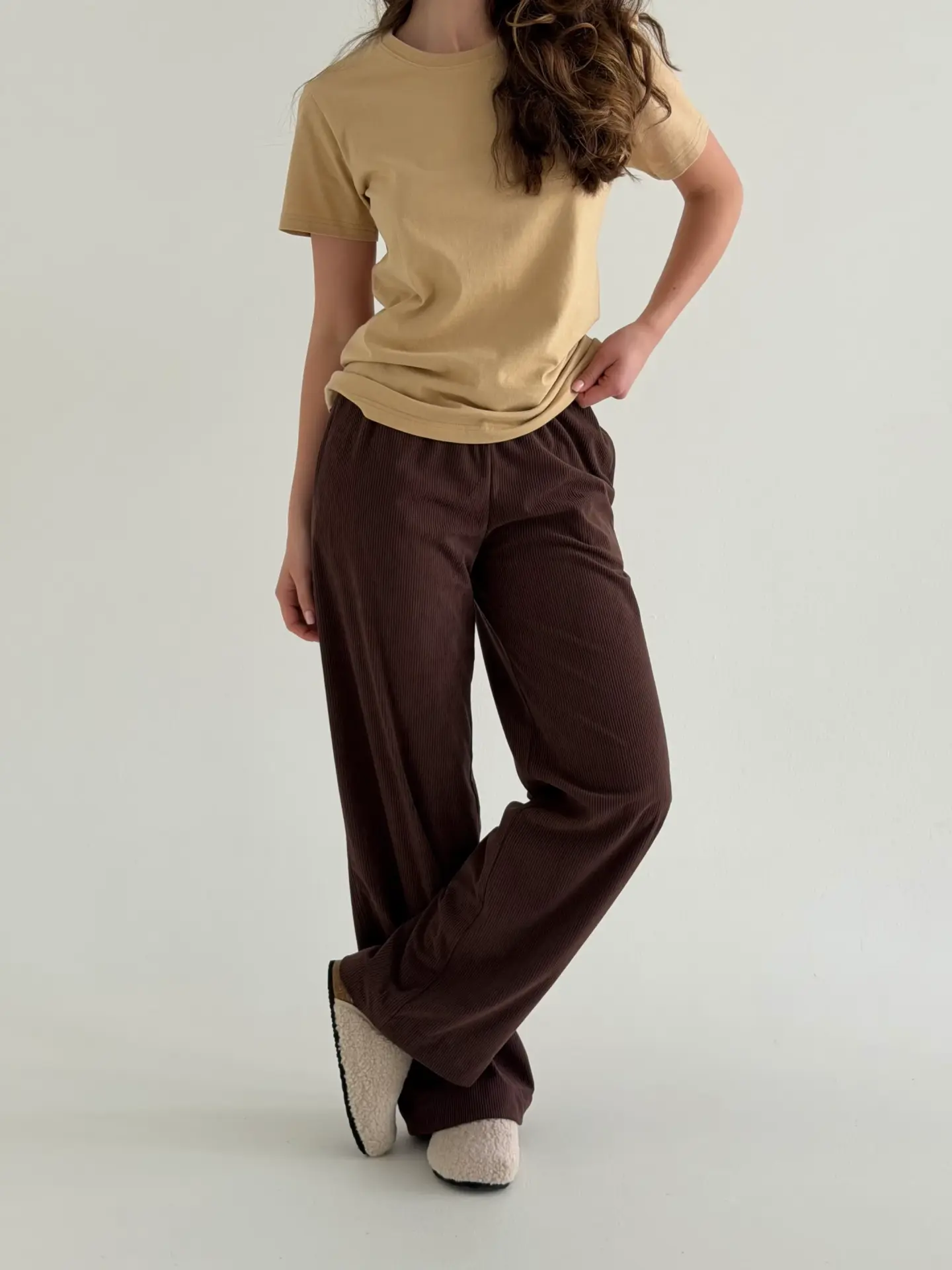 Вельвет штани прямі коричневі