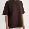 Футболка з білим кантом коричнева, onesize