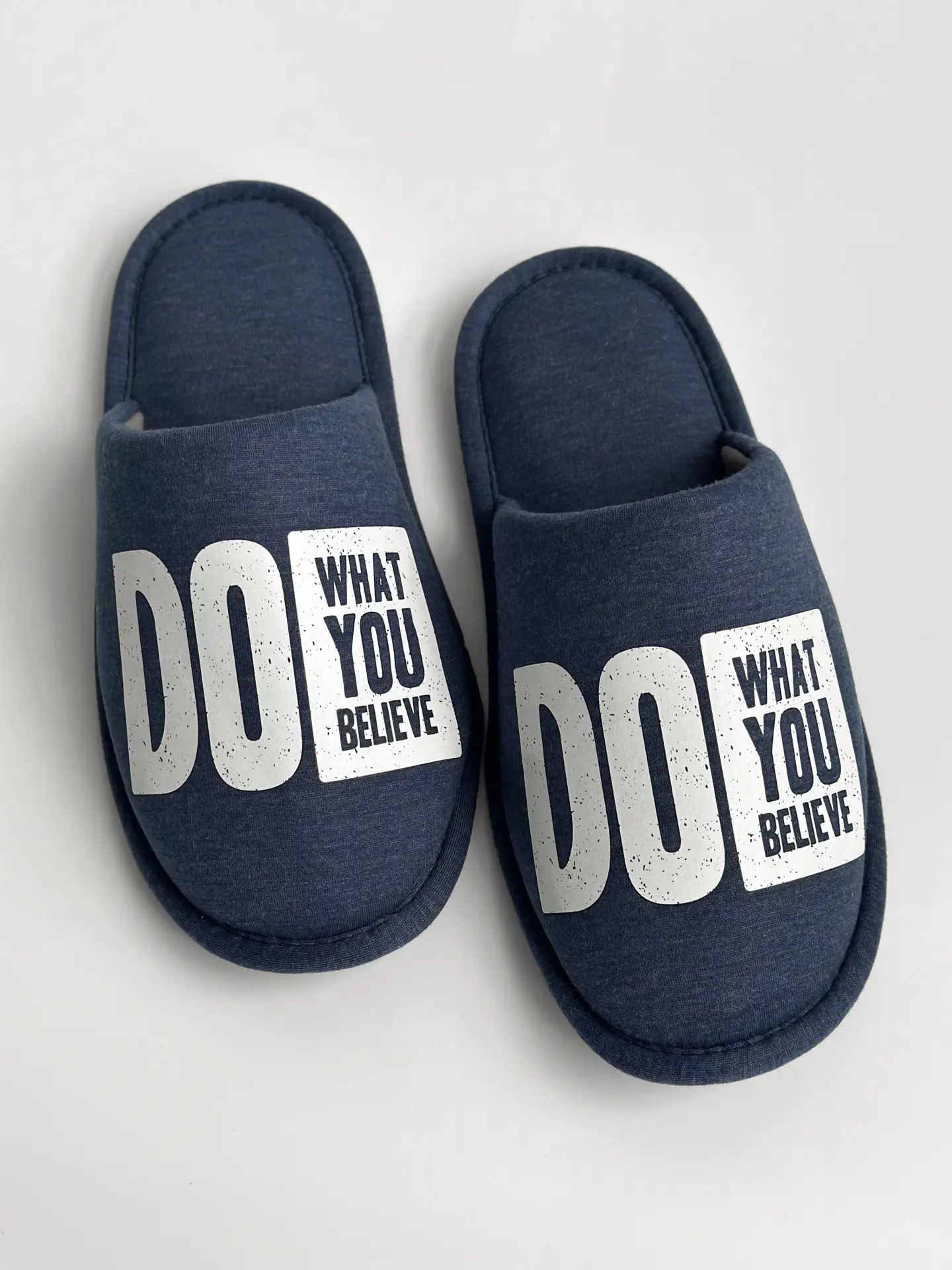 Капці домашні чоловічі HS-VL закриті меланж сині з наліпкою PVC