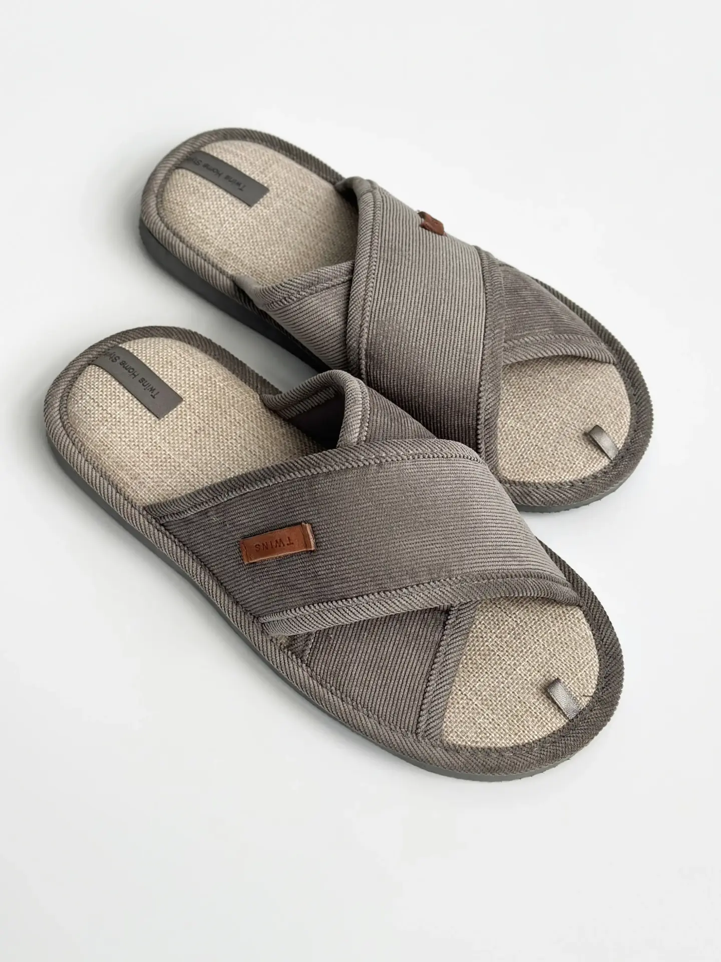 Капці домашні чоловічі HS-VL вельвет Х сірі