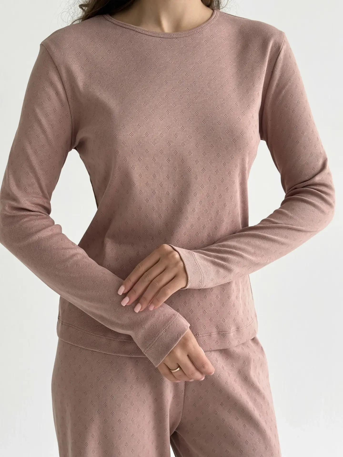 Рібана лонгслів візон (без гудзика)