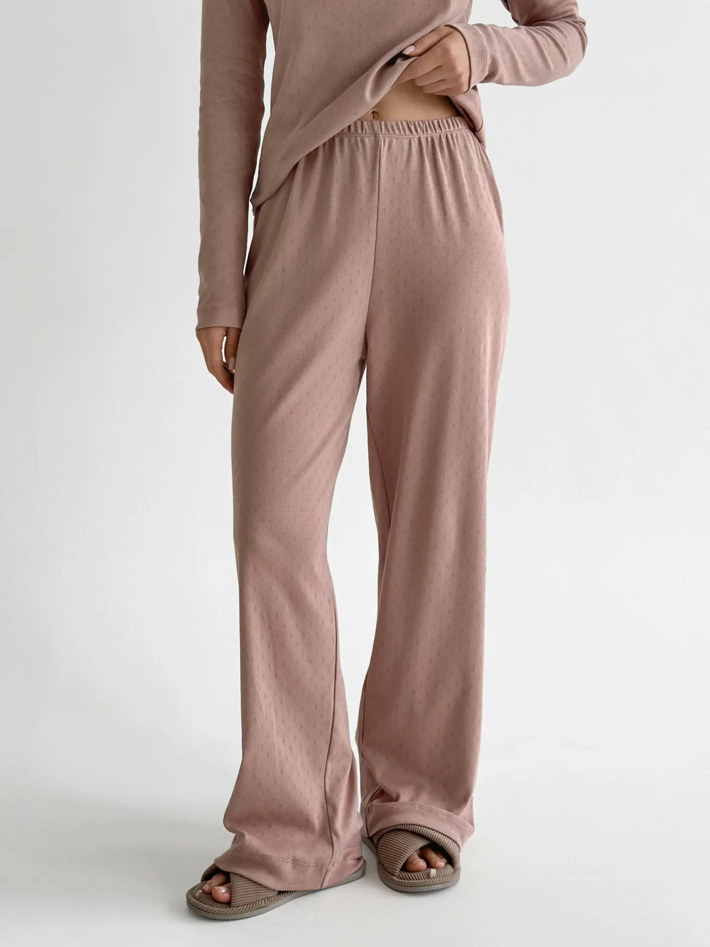 Рібана штани широкі візон